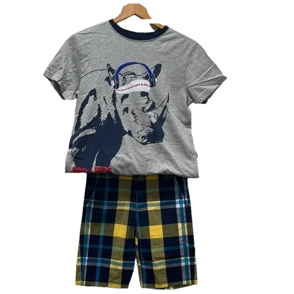 🦏Gymboree boys blue and gray set size L(10-12)GUC